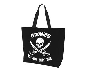 AOOEDM Borsa per la spesa riutilizzabile Skull Never Say Die 15, borsa grande unisex con tracolla, ideale per la spiaggia, i viaggi e lo shopping.