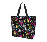 AOOEDM Borsa per la spesa riutilizzabile stile retrò anni '80 e '90, grande borsa a tracolla unisex per la spiaggia, i viaggi e lo shopping.