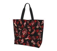 AOOEDM Borsa tote a forma di zucca di Halloween, borsa a tracolla riutilizzabile con stampa di pipistrelli e fantasmi per la spesa, la spiaggia e altri luoghi di ritrovo per uomo e donna.