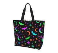 AOOEDM Borsa tote a forma di zucca di Halloween, borsa a tracolla riutilizzabile con stampa di pipistrelli e fantasmi per la spesa, la spiaggia e altri luoghi di ritrovo per uomo e donna.
