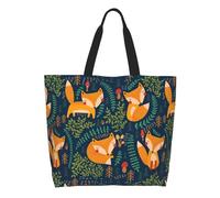 AOOEDM Borsa tote Art Fox da donna, grande, casual, a tracolla con tasca interna, riutilizzabile, borsa per la spesa.