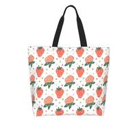 AOOEDM Borsa tote da donna a pois con fragole colorate, borsa a tracolla grande e casual con tasca interna, borsa a mano riutilizzabile, borsa per la spesa.