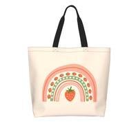 AOOEDM Borsa tote estetica boho con fragole arcobaleno per donna, grande borsa a tracolla casual con tasca interna, borsa a mano riutilizzabile, borsa per la spesa