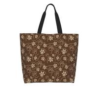 AOOEDM Borsa tote grande da donna con motivo A marrone, ideale per il tempo libero, con tasca interna, riutilizzabile e adatta anche per lo shopping.