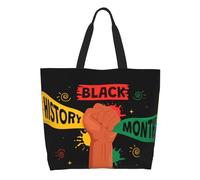AOOEDM Borsa tote grande da donna per il Mese della Storia Nera 1, borsa a tracolla casual con tasca interna, borsa a mano riutilizzabile, borsa per la spesa.