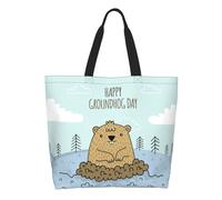 AOOEDM Borsa tote Happy Groundhog Day2 per donna, borsa a tracolla grande e casual con tasca interna, borsa a mano riutilizzabile, borsa per la spesa