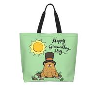 AOOEDM Borsa tote Happy Groundhog Day4 da donna, grande borsa a tracolla casual con tasca interna, borsa a mano riutilizzabile, borsa per la spesa