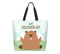 AOOEDM Borsa tote Happy Groundhog Day5 per donna, borsa a tracolla grande e casual con tasca interna, borsa a mano riutilizzabile, borsa per la spesa