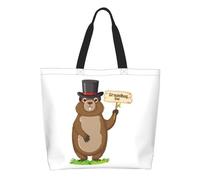 AOOEDM Borsa tote Happy Groundhog Day6 da donna, grande borsa a tracolla casual con tasca interna, borsa a mano riutilizzabile, borsa per la spesa