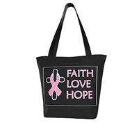 AOOEDM Borsa tote Nastro cancro al seno Fede Amore Speranza Borse per la spesa Piccola borsa da mercato riutilizzabile Borse da spiaggia Borse da viaggio