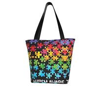 AOOEDM Consapevolezza dell'autismo Borsa della spesa riutilizzabile Borsa della spesa Borsa a tracolla casual Borsa per uomo Donna Borsa da mercato ECO Borsa da spiaggia Borsa da viaggio