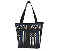 AOOEDM Cool Blue Lives Matter Borsa della spesa riutilizzabile Borsa della spesa Borsa a tracolla casual Borsa a mano per uomo Donna Borsa da mercato ecologica Borsa da spiaggia Borsa da viaggio