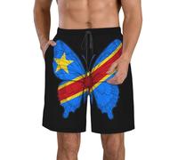 AOOEDM Costume da Bagno da Uomo con Farfalla e Bandiera della Repubblica Democratica del Congo, Modello Casual ad Asciugatura Rapida con Fodera in Rete.
