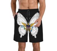 AOOEDM Costume da Bagno da Uomo con Farfalla e Bandiera delle Isole Vergini Americane, Modello Casual ad Asciugatura Rapida con Fodera in Rete.