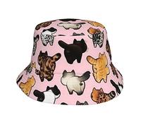 AOOEDM Cute Cats Butt Cappello da Pescatore Unisex Summer Travel Beach Cappello da Sole Cappello da Pescatore a Tesa Larga