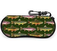 AOOEDM Elegante custodia per occhiali da pesca alla trota marrone con moschettone, custodia protettiva per occhiali morbida portatile per bambini unisex per occhiali da sole e occhiali da vista