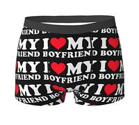 AOOEDM I Love My Boyfriend 2 Intimo Boxer Traspirante da Uomo Pantaloncini Morbidi Comoda Biancheria Intima Stampata