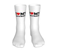 AOOEDM I Love My Hot Boyfriend Socks Calze sportive da donna Calze Calze tubolari Calzini alti casuali per il controllo dell'umidità per donna Uomo 16 pollici