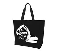 AOOEDM I Run Hoes For A Living Borsa per la spesa riutilizzabile in tela da donna
