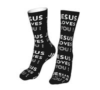 AOOEDM Jesus Loves You Calzini Calzini sportivi da donna Calze Calzini alti Calzini casuali per il controllo dell'umidità per donna Uomo 16 pollici