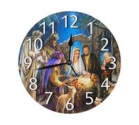 AOOEDM Orologio da parete natalizio senza ticchettio, Natività Natale Gesù Orologi da parete rotondi a batteria per l'arredamento della camera da letto del soggiorno