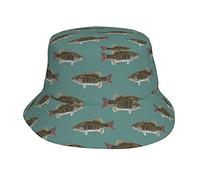 AOOEDM Pesca Pesce S Ola Smallmouth Lake Blue Great Lakes Cappello da Pescatore Unisex da Viaggio Estivo Cappello da Spiaggia Cappello da Pescatore a Tesa Larga