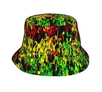 AOOEDM Rasta Reggae Music Unisex Cappello a Secchiello da Viaggio Estivo Cappello da Spiaggia Cappello da Pescatore a Tesa Larga