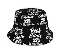 AOOEDM Real Estate is My Hustle Funny Realtor Gift Unisex Bucket Hat Summer Travel Beach Cappello da Sole Cappello da Pescatore a Tesa Larga