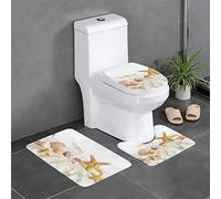 AOOEDM Set di 3 tappeti da bagno Seashells Starfish On Beach - Morbido e confortevole con retro antiscivolo - Assorbente e lavabile in lavatrice 24x16 pollici