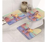 AOOEDM Set di 3 tappetini da bagno antiscivolo Energetic Horse