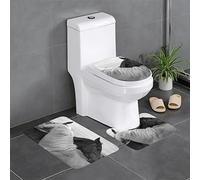 AOOEDM Set di 3 tappetini da bagno White Horse e Black Horse - Morbidi e confortevoli con retro antiscivolo - Assorbenti e lavabili in lavatrice 24x16in
