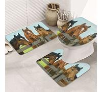 AOOEDM Set di tappetini da bagno antiscivolo Three Horse, 3 pezzi