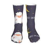 AOOEDM Simpatiche pecorelle nel cielo notturno Sogni d'oro Novità Calzini divertenti Tenere al caldo Simpatici calzini atletici per uomo Donna Regalo