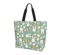 AOOEDM Simpatiche uova di Pasqua con coniglietto 4 simpatiche borse per la spesa riutilizzabili Borsa tote grande Borsa a tracolla unisex per la spiaggia, i viaggi e lo shopping