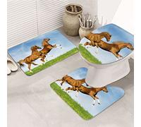 AOOEDM Tappetino da bagno antiscivolo con motivo Cavallo che corre sull'erba, set da 3 pezzi