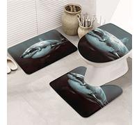 AOOEDM Tappetino da bagno antiscivolo con motivo Great White Shark (3 pezzi)