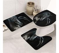 AOOEDM Tappetino da bagno antiscivolo Pentium Dark Horse, set da 3 pezzi
