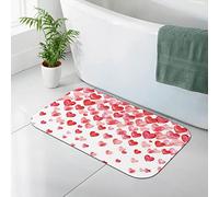 AOOEDM Tappetino per diatomee con stampa di cuori rossi cadenti, tappetino per a in terra di diatomee, tappetino da bagno antiscivolo ad asciugatura rapida, 19,7x31,5 pollici