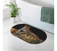 AOOEDM Tappetino per diatomee con stampa leopardo africano su roccia, tappetino per a in terra di diatomee, tappetino da bagno antiscivolo ad asciugatura rapida, 19,7x31,5 pollici