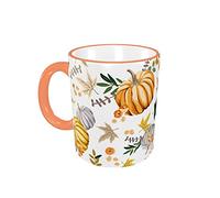 AOOEDM Tazze da caffè da 11 once, tazza in ceramica con zucca autunno autunno Tazza da tè grande per ufficio e casa Elegante, adatta al microonde, regalo di ringraziamento