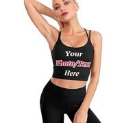 AOOEDM Top Corti da Donna Personalizzati Aggiungi Foto/Testo/Logo Reggiseni Sportivi Personalizzati Canottiere da Allenamento per Yoga per Donne e Ragazze