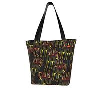 AOOEDM Tromboni colorati Borsa a tracolla riutilizzabile da donna Borsa a tracolla casual per lo shopping di generi alimentari Viaggi all'aperto