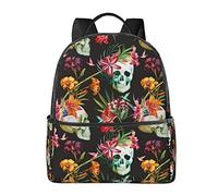 AOOEDM Zaino per laptop da viaggio per ragazzo e ragazza, grande borsa per computer resistente all'acqua Business College Bookbag (fiori di rose Day of the Dead Sugar Skulls)
