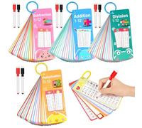 AOOHA Fogli di Tabelline per Bambini,60 pezzi Flashcard di Matematica con Penna Cancellabile e Occhiello,Tabelline Carte Materiale Educativo per Bambini dai 3 Anni