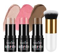 AOOHA Multi-Stick Fard in Stick per Guancia,3 Pezzi Trucco per Guancia,Illuminante Viso e Bronzer Contour,Blush in Crema,Finitura Naturale,Scorre Facilmente,Colore Modulabile