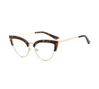 AOOLIA Cat Eye Occhiali da Lettura Donna, UV400 Filtro Luce Blu - Montatura in Metallo Leggero, Computer e Lettura (Tartaruga, 0, x)