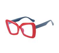 AOOLIA Cat Eye Occhiali da Lettura, Oversized UV Lettore Occhiali da Vista Donna, Square Occhiali Luce Blu Donna Computer PC (Rosso, 2.5, x)