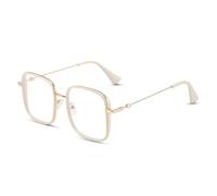 AOOLIA Occhiali anti-luce blu in metallo, occhiali da lettura per computer leggeri, stile moderno, comfort ed eleganza, per donna e ragazza, beige, Medium