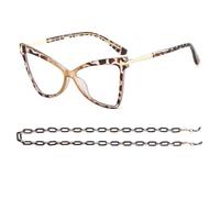 AOOLIA Occhiali Da Lettura Donna Cat-Eye, Occhiali Luce Blu Donna Computer Lettori, UV-400 Occhiali Da Vista Donna (Leopardo, 0, x)