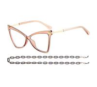 AOOLIA Occhiali Da Lettura Donna Cat-Eye, Occhiali Luce Blu Donna Computer Lettori, UV-400 Occhiali Da Vista Donna (Champagne, 1.5, x)